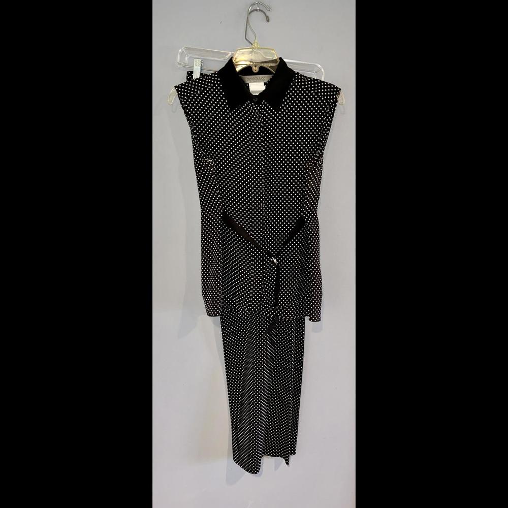 SportMax Black with white Polka Dot Pants & Top, Small